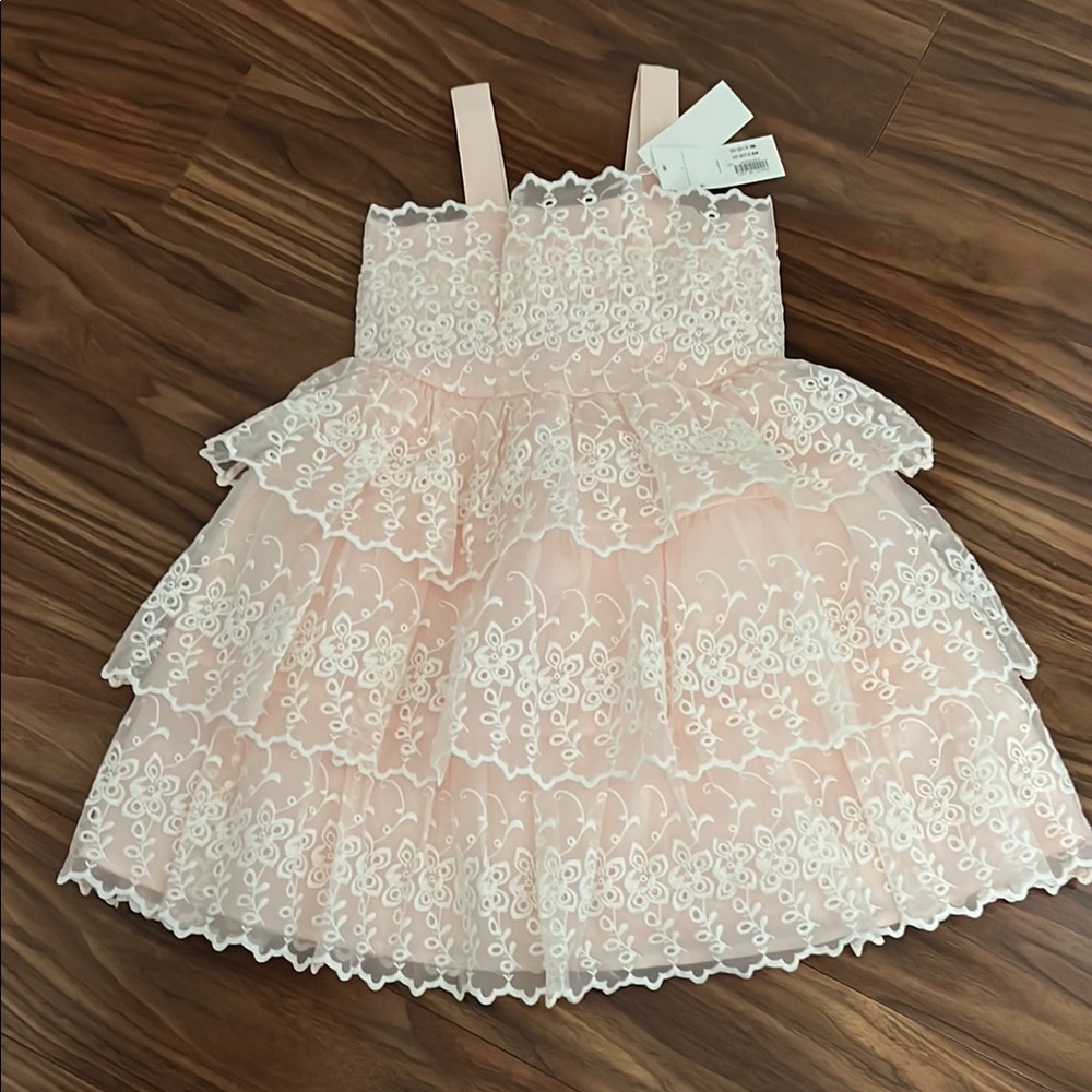 Pink and White Tiered Ruffled Sundress for Prom